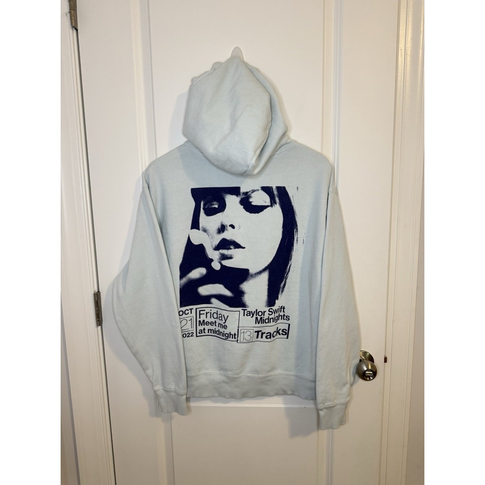 Taylor Swift Midnights Light Blue Hoodie Women's Size Small 2022 Album Merch
